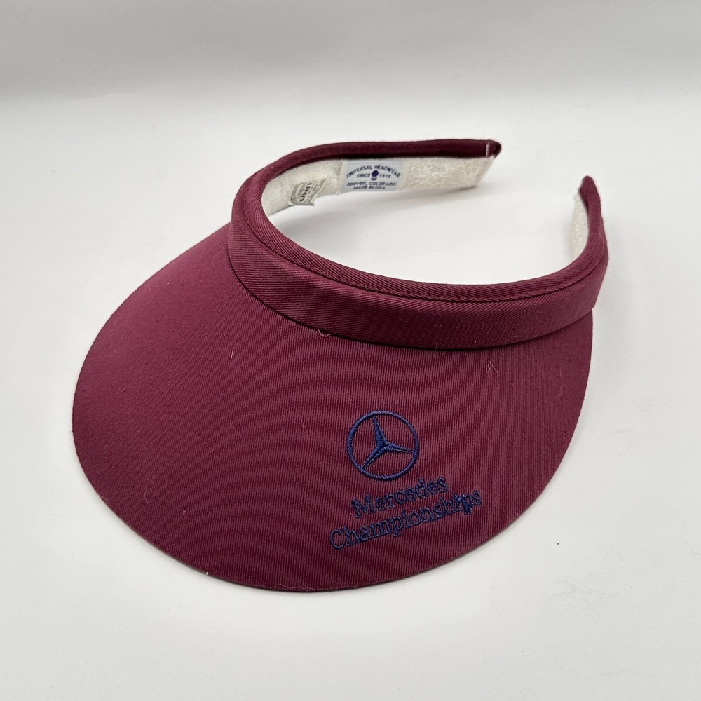 Vtg Mercedes Benz Championship Visor Cap Maroon Red Golf Sports Preppy USA Logo‎